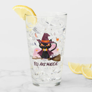 You Are Magical – Witch Cat Riding a Broom Glass