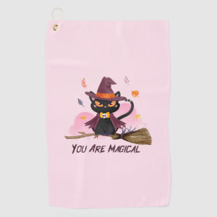 You Are Magical – Witch Cat Riding a Broom Golf Towel