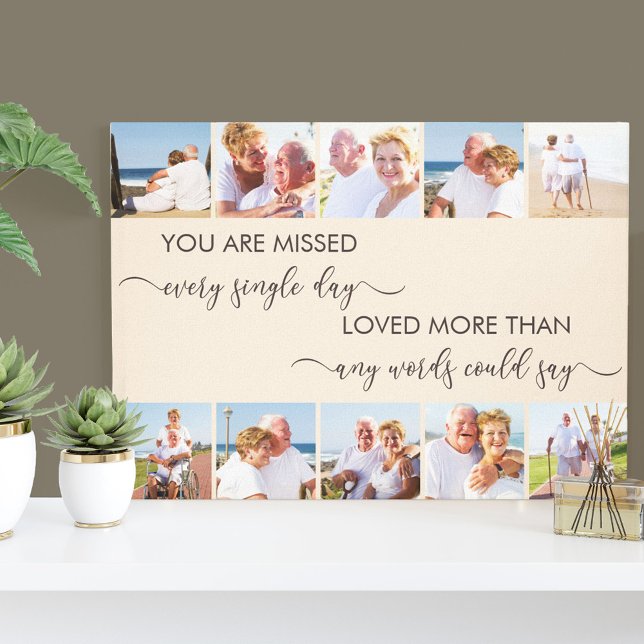 You are Missed 10 Photo Collage Almond Remembrance Canvas Print (Creator Uploaded)