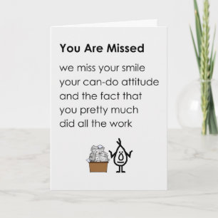 You Are Missed A Funny Get Well Soon For Co-worker Card