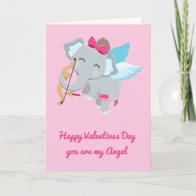 You are My Angel Cute Elephant Valentine's Day Holiday Card (Front)