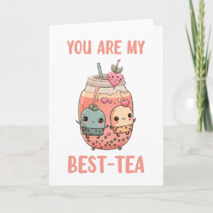 You are my best-tea kawaii boba bubble tea friends card