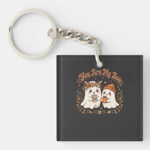 You Are My Boo Cute Ghost Couple Pumpkin Coffee Key Ring