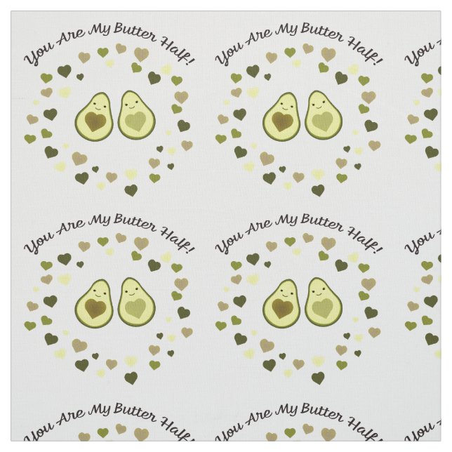 You are My Butter Half Love Avocados Fabric (Swatch)