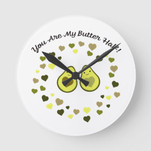 You are My Butter Half Love Avocados Round Clock