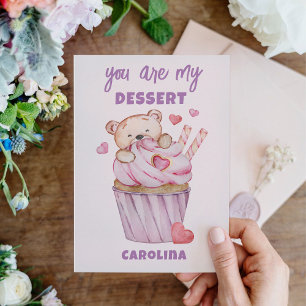 You are my dessert Cute Bear Valentine's day Holiday Card