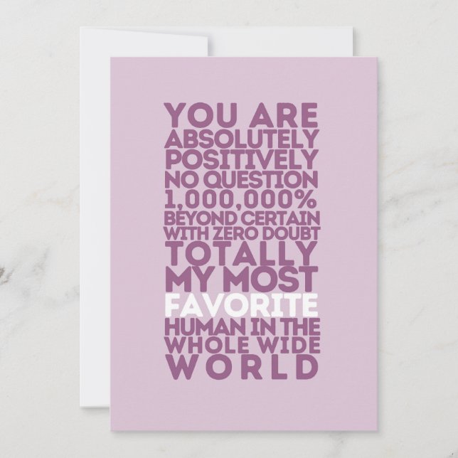You Are My Favourite Human | Orchid  Thank You Card (Front)