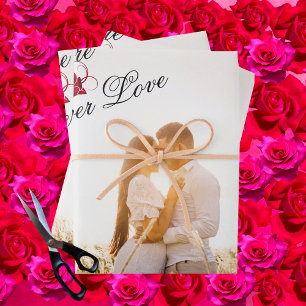 “You Are My Forever Love” Red Rose Elegant Photo Wrapping Paper Sheet