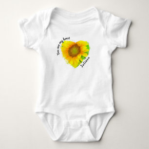 You are my heart . . .Cheery Yellow Sunflower Baby Bodysuit