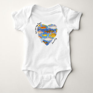 You are my heart. . .Colourful School of Fish Baby Bodysuit