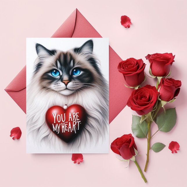 You Are My Heart Valentine Poem Maine Coon Cat  Holiday Card (Creator Uploaded)