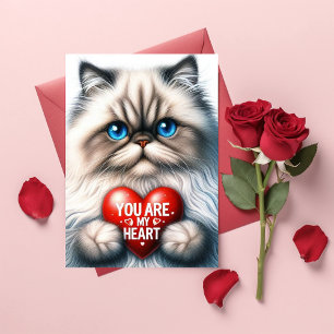 You Are My Heart Valentine Poem Persian Cat  Holiday Card