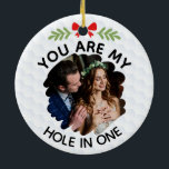 You Are My Hole in One Romantic With Custom Photo Ceramic Tree Decoration<br><div class="desc">Make your gift extra special with this personalised "You Are My Hole in One" golf Ceramic Ornament! Featuring a heart-shaped flag pin and space to add your custom initials, this romantic golf Ceramic Ornament is a perfect gift for Valentine's Day, anniversaries, weddings, or simply to show your love. Ideal for...</div>
