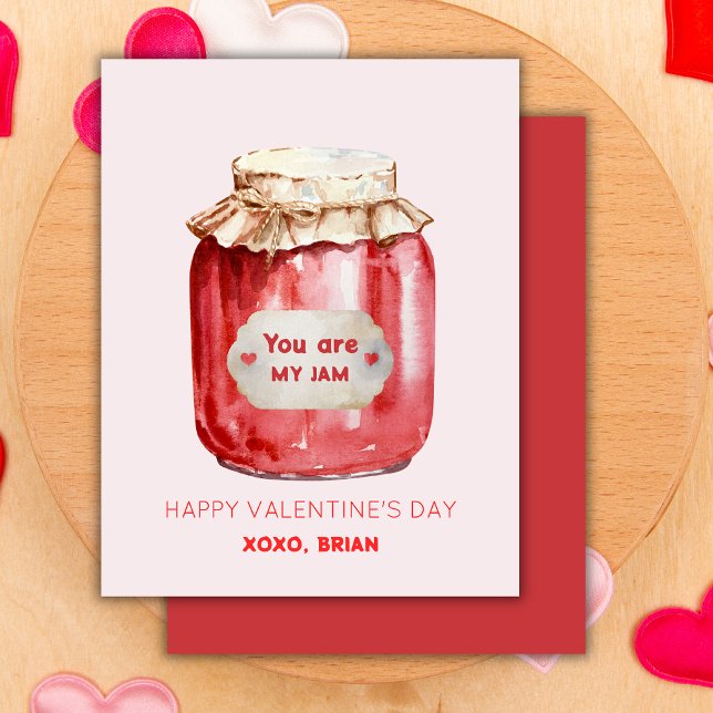 You Are My Jam Happy Classroom Valentine's Pink  Card (Creator Uploaded)