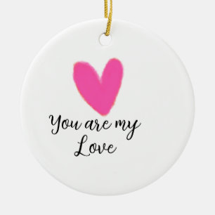 you are my love pink red heart watercolor kidretro ceramic tree decoration