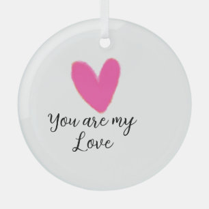 you are my love pink red heart watercolor kidretro glass tree decoration