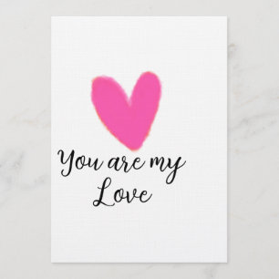 you are my love pink red heart watercolor kidretro invitation