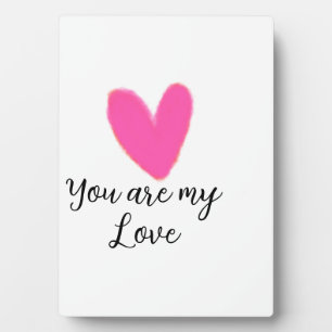 you are my love pink red heart watercolor kidretro plaque