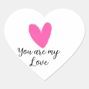 you are my love pink red heart watercolor kidretro sticker