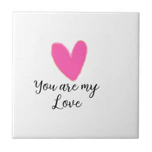 you are my love pink red heart watercolor kidretro tile