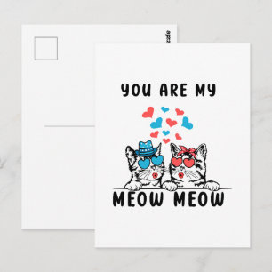 You Are My Meow Meow Couple Cat Valentine's Day Postcard