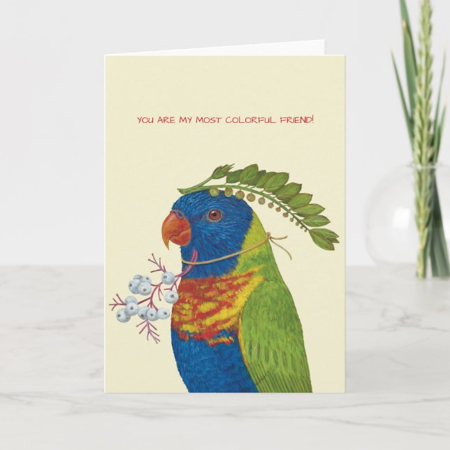 You are my most colourful friend card with lorikee (Front)