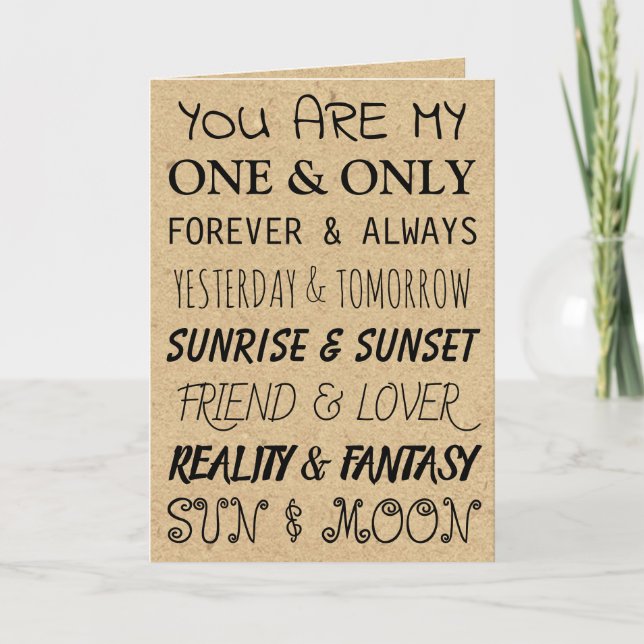You are my One & Only | Romantic Card (Front)