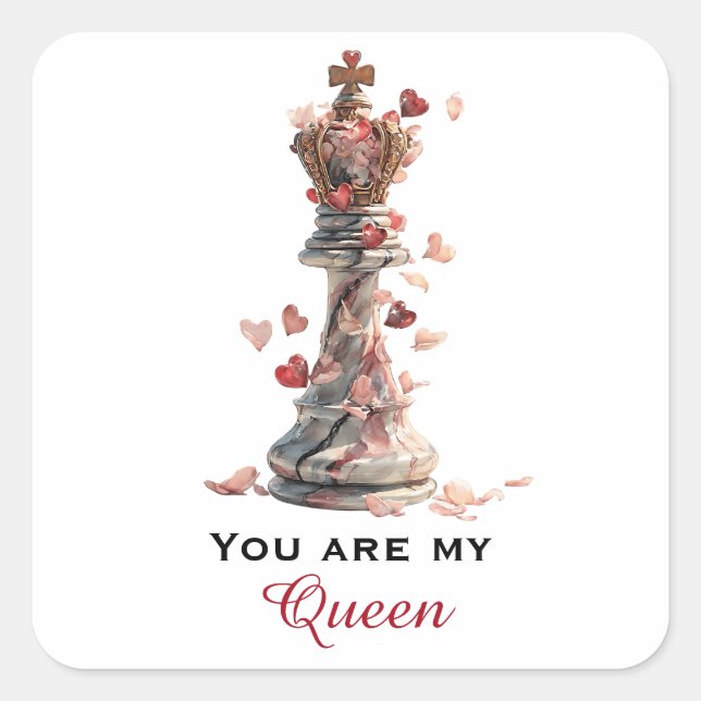 You Are My Queen Chess Valentine's Day Square Sticker (Front)