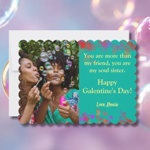 You Are My Soul Sister Galentine's Day Photo Green Holiday Card
