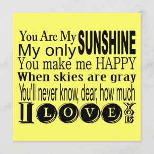You Are My Sunshine Apparel and Gifts Invitation