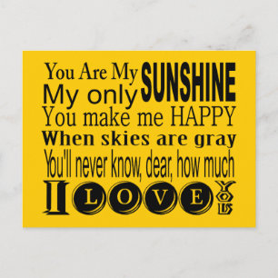 You Are My Sunshine Apparel and Gifts Postcard