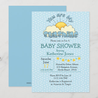 You Are My Sunshine Baby Boy Shower Invitation