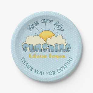 You Are My Sunshine Baby Boy Shower Paper Plate