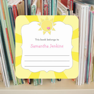 You are my sunshine baby shower bookplates square sticker