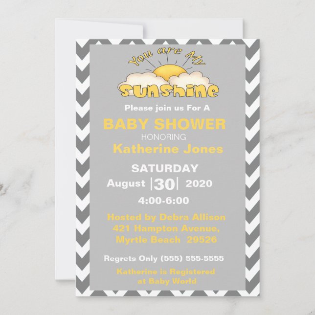 You Are My Sunshine Baby Shower Invitation (Front)