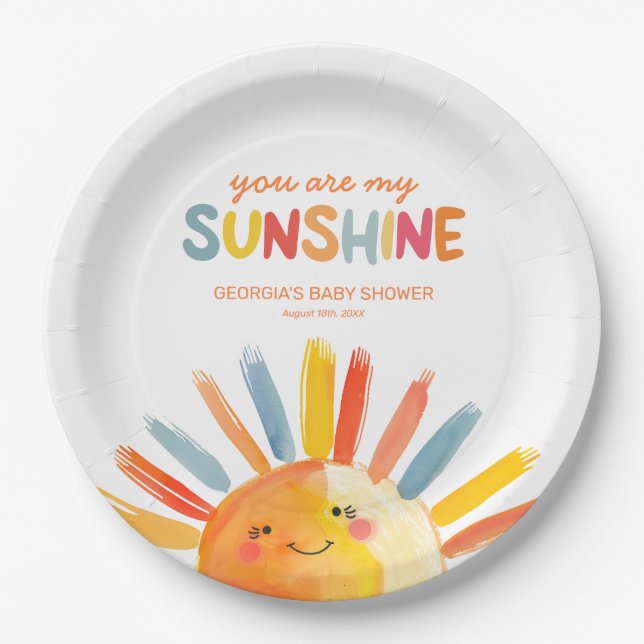 You Are My Sunshine Baby Shower Paper Plate (Front)