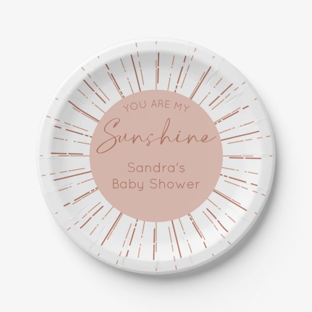 You Are My Sunshine Baby Shower Paper Plate (Front)