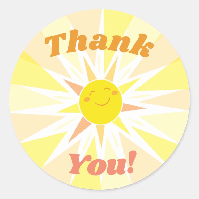 You are my Sunshine Baby Shower Thank You Classic Round Sticker (Front)