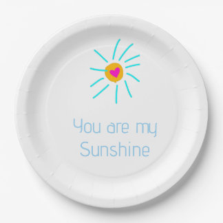 you are my sunshine blue orange sun heart kids nam paper plate