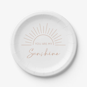 You Are My Sunshine Boho Modern Baby Shower Paper Plate