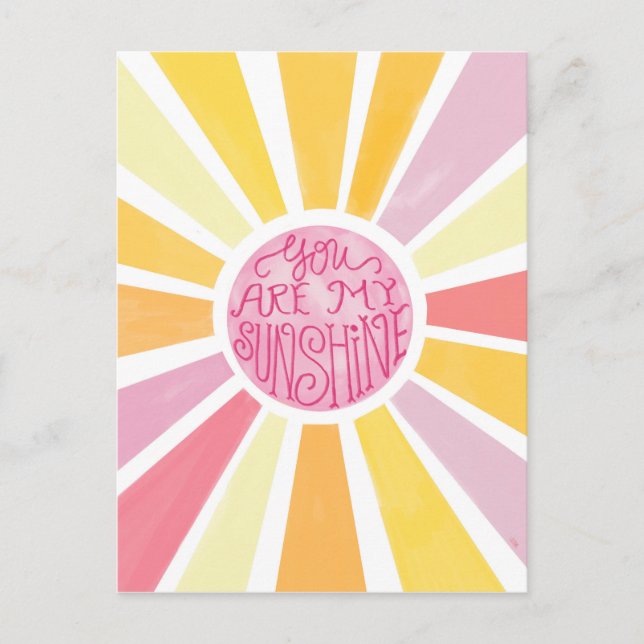 You Are My Sunshine Bright Watercolor Baby Gift Postcard (Front)