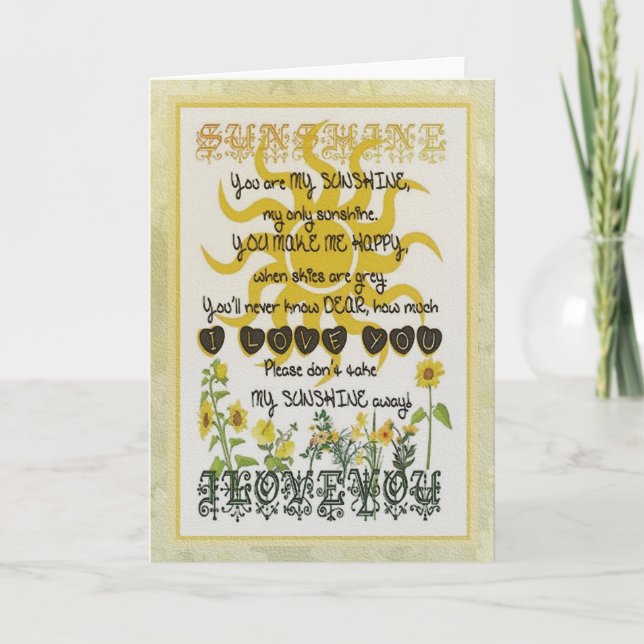 You are my sunshine card (Front)