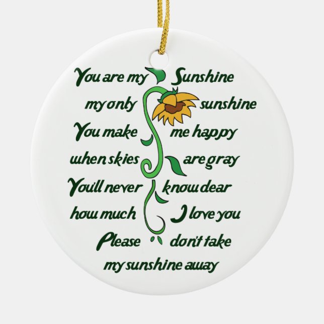 You are my Sunshine Ceramic Tree Decoration (Front)