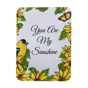 You Are My Sunshine Cheerful Bird Sunflowers Magnet