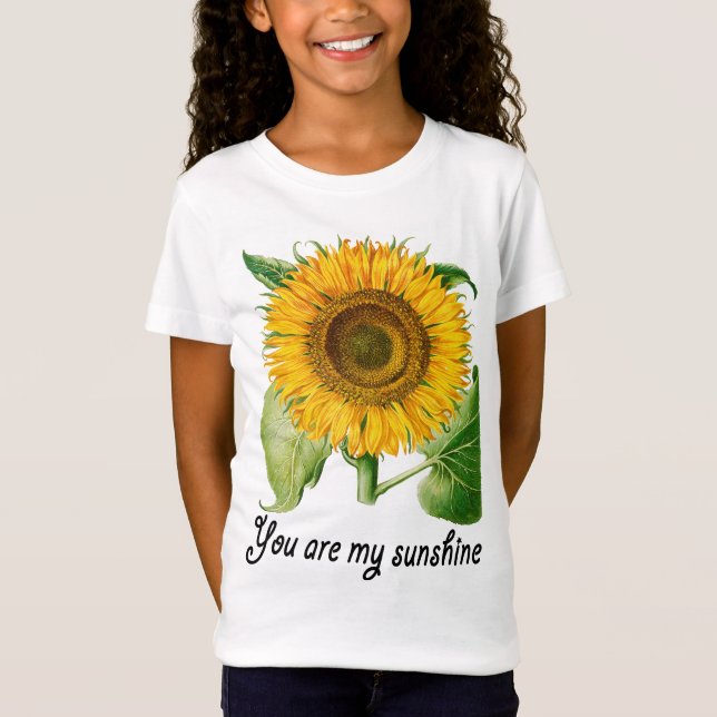 You Are My Sunshine Girl Tee Shirt Top Sunflower (Front)