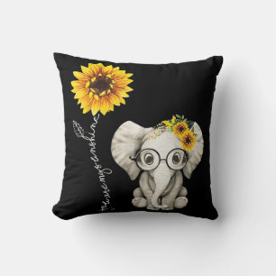 You Are My Sunshine Hippie Sunflower Elephant Gift Cushion
