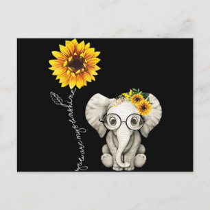 You Are My Sunshine Hippie Sunflower Elephant Holiday Postcard