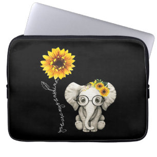 You Are My Sunshine Hippie Sunflower Elephant Laptop Sleeve