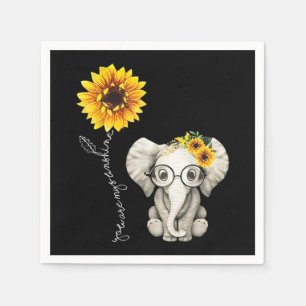 You Are My Sunshine Hippie Sunflower Elephant Napkin