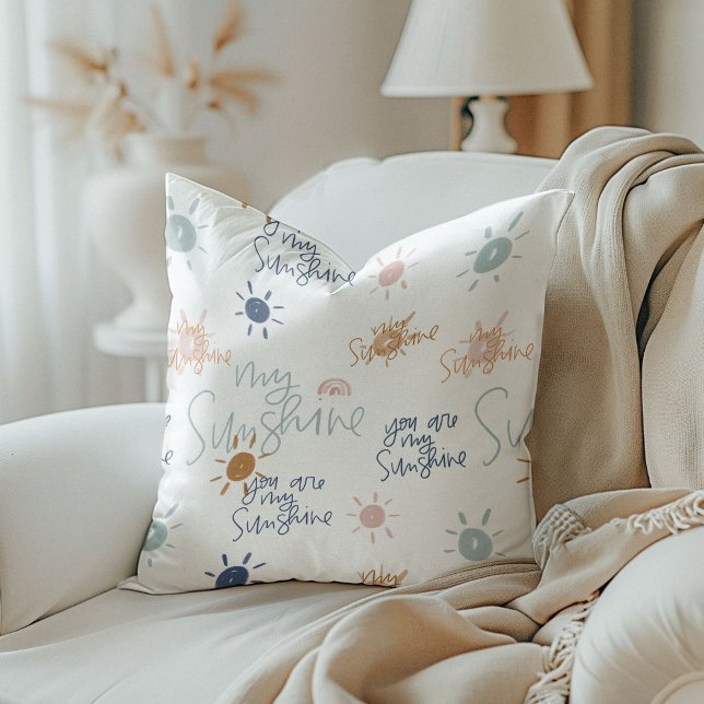 You Are My Sunshine in Earth Tones Reversible Cushion (You Are My Sunshine in Earth Tones Reversible Throw Pillow)